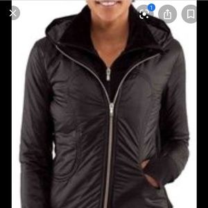 Lululemon black uba hoodie fleece leather jacket 6